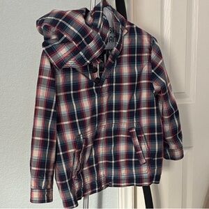 GAP Kids Plaid Hooded Pullover - Navy, Red & Teal